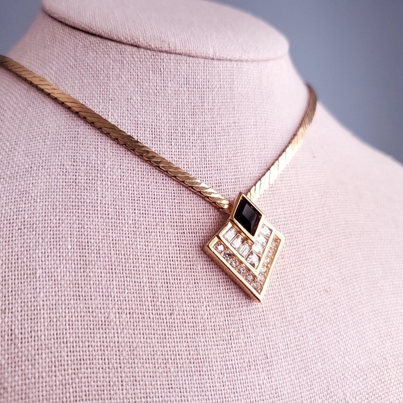 Dior Jewelry - Christian Dior Black Crystal Gold Choker Necklace